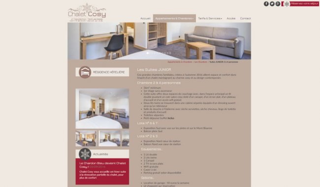 Site de la r&eacute;sidence h&ocirc;teli&egrave;re Chalet Cosy Les Saisies